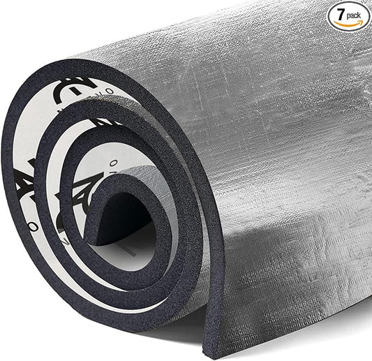 107sqft Sound Deadening Mat, 236mil (6mm) Closed Cell Foam & Glass Fiber, Commercial Grade Bulk Pack, RV Full Insulation, for Vans, Trucks & Boats