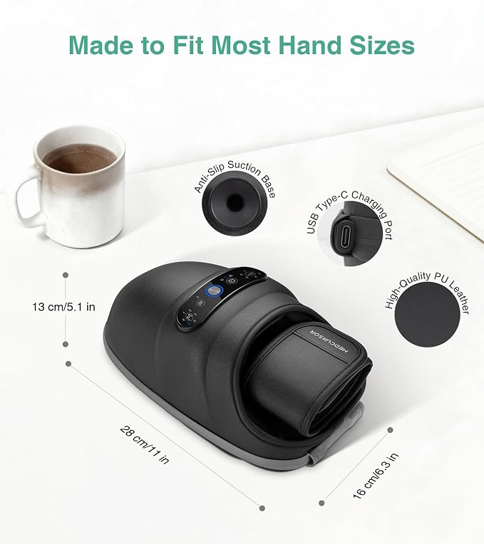 Medcursor Cordless Hand Massager, 2026 Upgraded, Hand Massager with Heat and Compression, Hand Warmer with Acupressure Beads, 6 Massage Modes, 2 Heat Levels, 3 Timers