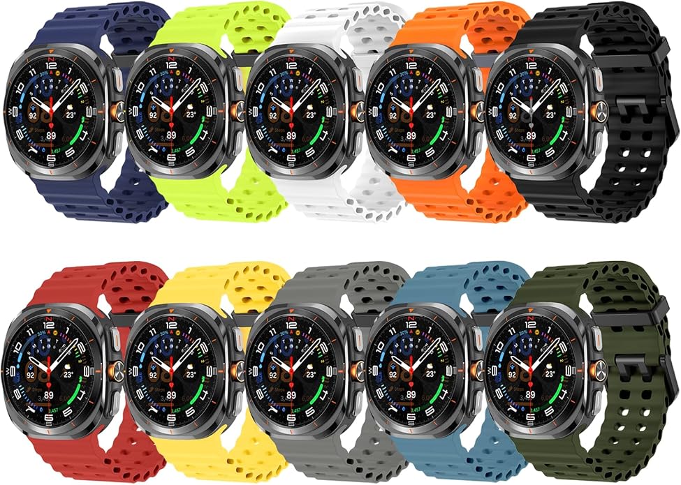 Sport Silicone Bands Compatible for Samsung Galaxy Watch Ultra 47mm (2025/2024), Breathable Wristband Waterproof Replacement Soft Silicone Strap for Men Women
