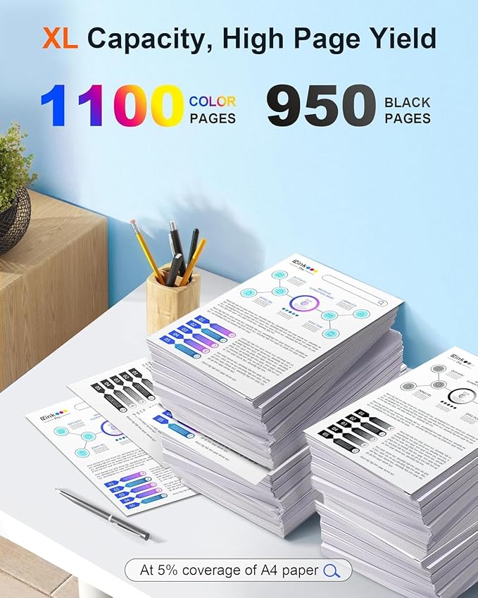 E-Z Ink Pro Remanufactured Ink Cartridge Replacement for 702XL for Epson Printer Workforce Pro WF-3720 WF-3730 WF-3733 (1 Large Black, 1 Cyan, 1 Magenta, 1 Yellow, 4 Pack)