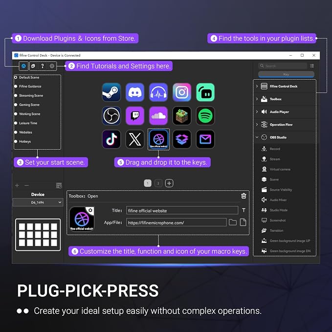 FIFINE AmpliGame Stream Controller with 15 Macro Keys, Streaming Keyboard with Trigger Actions in OBS/Twitch/YouTube/Streamlabs, Shortcut Buttons Keypad Works with Mac and PC-D6