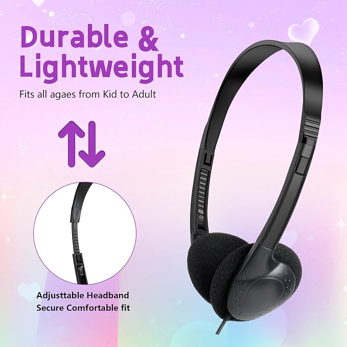 Kids Headphones Bulk 30 Pack for School Students Children Teen Boys Girls, Wholesale Headphones for Classroom Earphones,Group Learning, Computer Lab, Library, Online Lesson and Testing (Black)