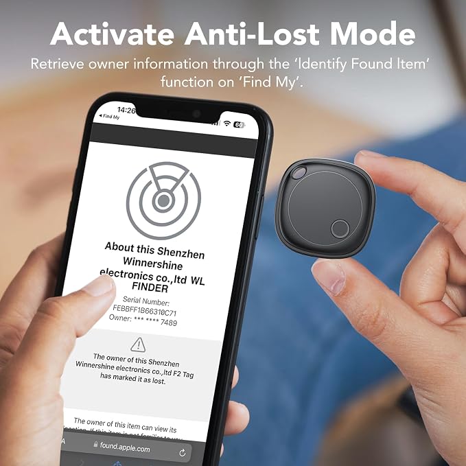 Air Tracker Tags-4 Pack, Bluetooth Tracker Works with Apple Find My APP (iOS Only), Bluetooth Smart Air Tag Keys Finder and Item Locator for Keys, Bags, Luggage, Wallet, Replaceable Battery