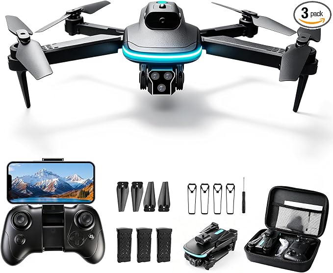 Ourlife Mini Drone with Camera 4K for Adults, RC Foldable FPV WiFi Live Transmission Drones for Children Beginners,36-Min Flight Time,Headless Mode, Trajectory Flight, Obstacle Avoidance, One Key Start/Landing(3 Batteries)
