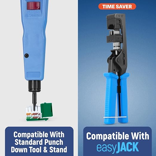 Everest 90° Angled RJ45 Cat6A Keystone Jacks 10-Pack in Green - Slim Profile Female RJ45 Connectors - Cat 6A Keystone Jack - Compatible with 90° Angled Speed Termination Tool - easyJACK (B094WB91H3)