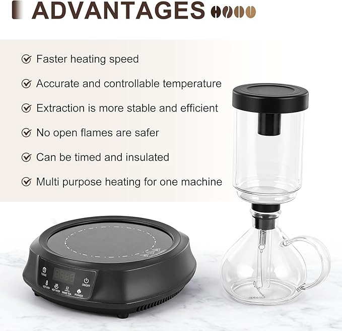 YUCHENGTECH Electric Siphon Syphon Coffee Maker 350ml Electric Siphon Coffee Brewer with Temperature Adjustment for Home Office Use 110V