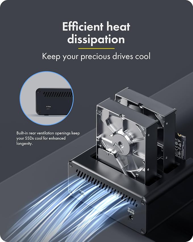 4 Bay NVMe M.2 & SATA SSD/HDD Hard Drive Docking Station, ICY BOX USB-C 10Gbps NVMe Reader, SATA to M.2 NVMe enclosure, 2.5/3.5 Hard Drive Dock Station Up to 48TB, Individual Power Switches, Tool-Free