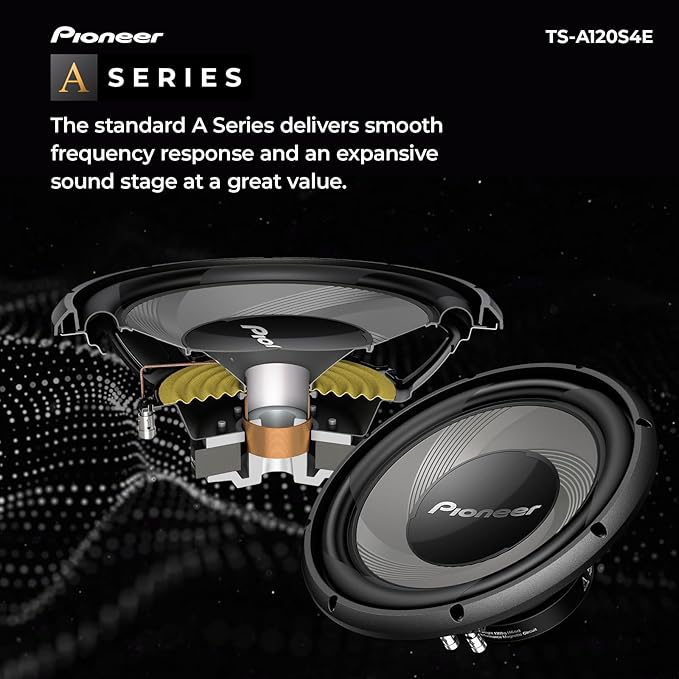 Pioneer A-Series TS-A120S4E 12” Subwoofer – 1400W Max, Sealed or Ported Enclosure Compatible, Strong Bass