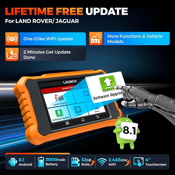 LAUNCH Creader Elite V3.0 for Land Rover Jaguar OBD2 Scanner, Bi-Directional Full Systems Diagnostic Scan Tool, All Reset Services, Active Test, CAN-FD & DOIP, Height Calibration, Lifetime Free Update