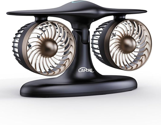 Portable Desk Fan, 8000mAh Battery Powered Small Quiet Table Fan for Bedroom Office, Aviation Style Turbine Personal Fan with LED Light, Retro Cordless Cooling Fan for Home, Travel & Sleeping