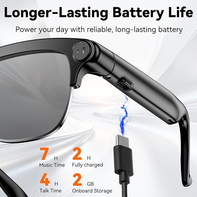 AI Smart Glasses with camera, Continuous AI Chat, 8MP Camera Glasses, 1080P Recording Glasses for Men Women,Hands-Free Music & Calls,Real-Time Translation,Ideal for Business Meetings,Travel,&Daily Use