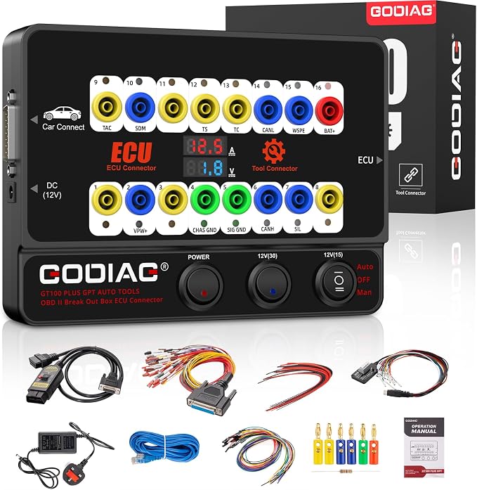 GODIAG GT100 Plus OBD2 Breakout Box, CAN Protocol Detector for ECU Bench Testing Platform, GPT/DOIP/ENET & Car Diagnostics