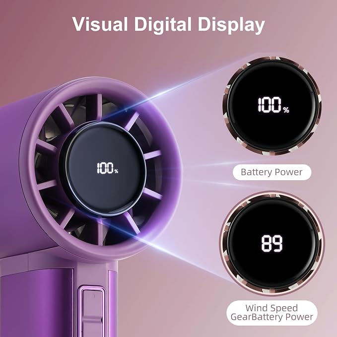 Handheld Turbo Fan with 1-100 Speed - 15H Max Cooling Mini Portable Fan, Metal Personal Air Cooler for Commute and Travel, Gifts for Men and Women, Purple