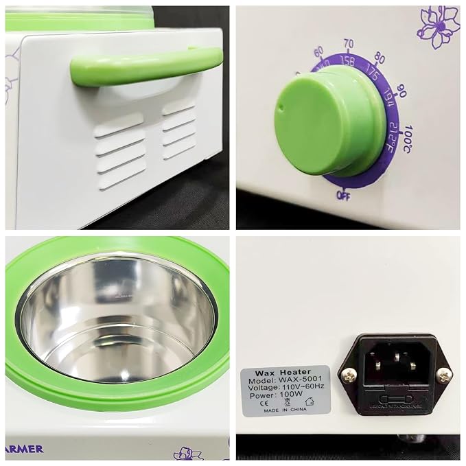 Wax Warmer for Hair Removal, Professional Waxing Heater Pot with Adjustable Temperature for Women Men, with 20 Wooden Wax Sticks(White-Single Pot)