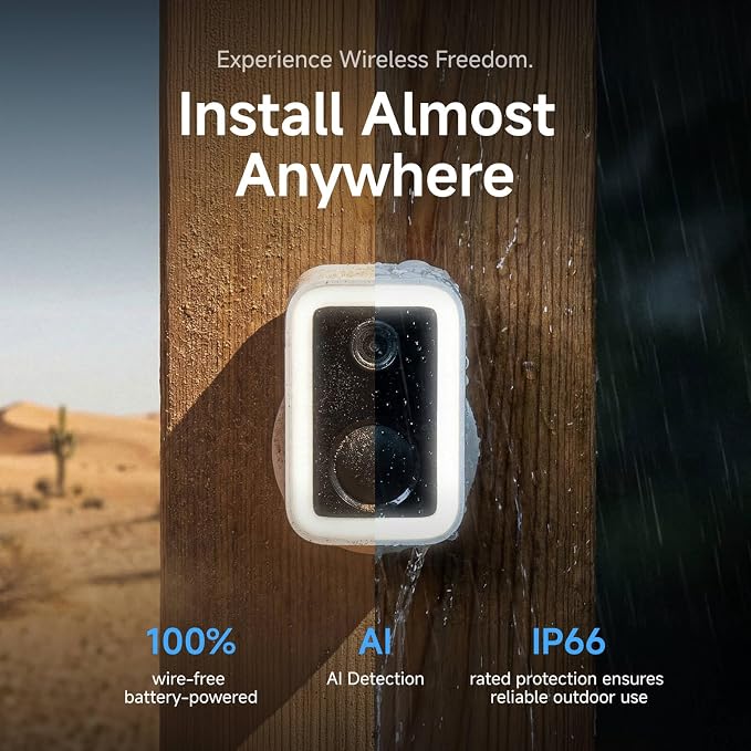 VSTARCAM 2K Security Cameras Wireless Outdoor, No-Drill Magnetic & Adhesive Mount, Free Cloud & SD Storage, WiFi 6 2.4/5G Dual Band, Motion Alerts, 6-Month Battery, Color Night Vision, IP66,2-Way Talk