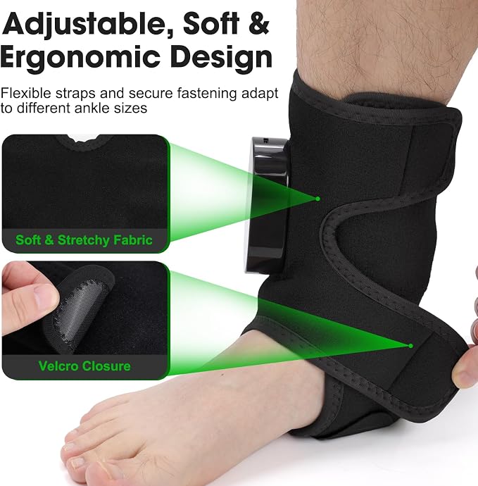 Cordless Ankle Massager for Pain Relief, Ankle Heating Pad with Massage, HSA Eligible FSA, Foot and Ankle Massager, Foot Massager with Heat, 6 Heat Levels, 3 Vibration Modes, Single One, Black