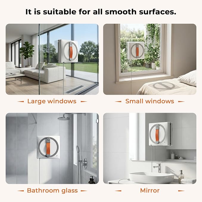 Tosima WA9C Pro Window Cleaning Robot with 4-Nozzle Dual Spray, AI Path Planning & Triple Safety System, 6 Cleaning Modes Remote Control Smart Window Robot for High-Rise Windows, Mirrors & Glass Doors
