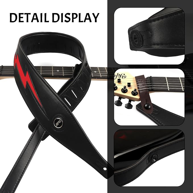 Handmade Retro Embossed Guitar Strap Super Soft Cowhide Leather Belt for Electric Acoustic Guitar Bass Guitarra Gig