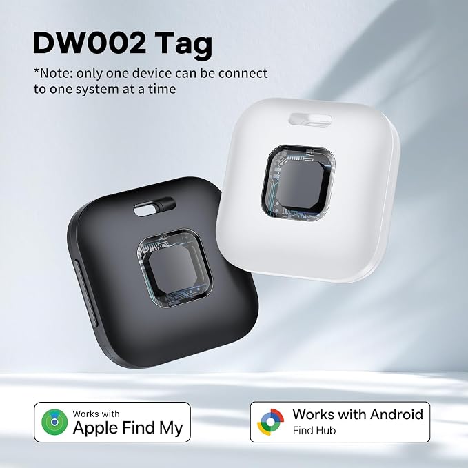 Hoxe Dual System (iOS & Android) Air Tracker Tags 4 Pack, 2026 New Key Finder Tracker Tag Work with Apple Find My & Google Find Hub App, White Smart Tag Suitable for Key, Bag, Luggage, Pet, Car, etc
