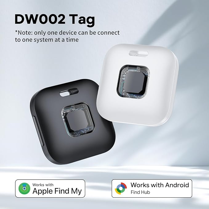 Hoxe Dual System (iOS & Android) Air Tracker Tags 4 Pack, 2026 New Key Finder Tracker Tag Work with Apple Find My & Google Find Hub App, Black Smart Tag Suitable for Key, Bag, Luggage, Pet, Car, etc