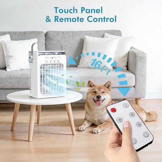 Portable Air Conditioners, 4-Speed Mini Air Conditioner, 3-in-1 Personal Cooling Fan, Small AC Unit with 1000ml Water Tank, 2/4/6H Timer, USB Powered (5V 2A Adapter Included) for Bedroom Office Desk