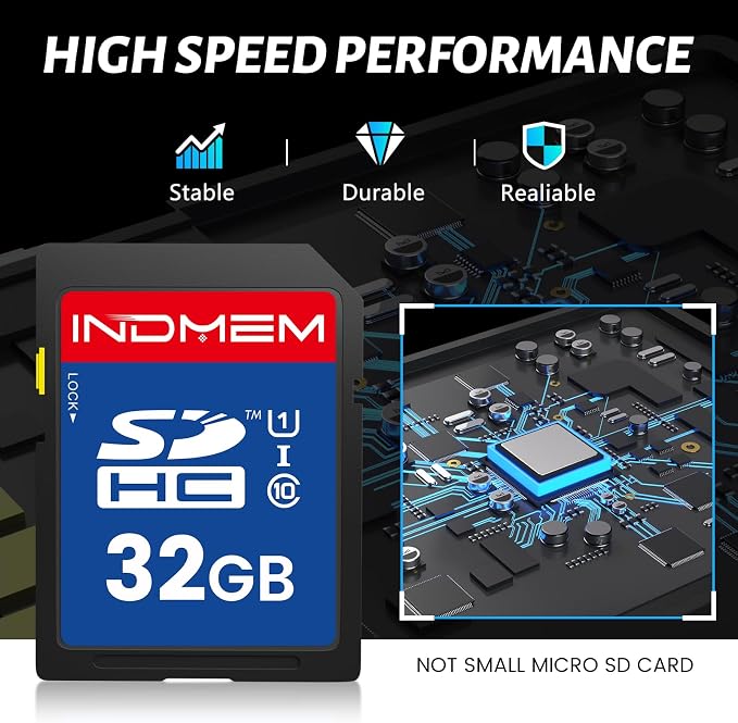SD Card 32GB, 10-Pack UHS-I Class 10 MLC Flash Memory Cards, High Speed Full HD Video Recording Secure Digital Cards for Camera DSLR Action Cam Camcorder Phone Digital Device