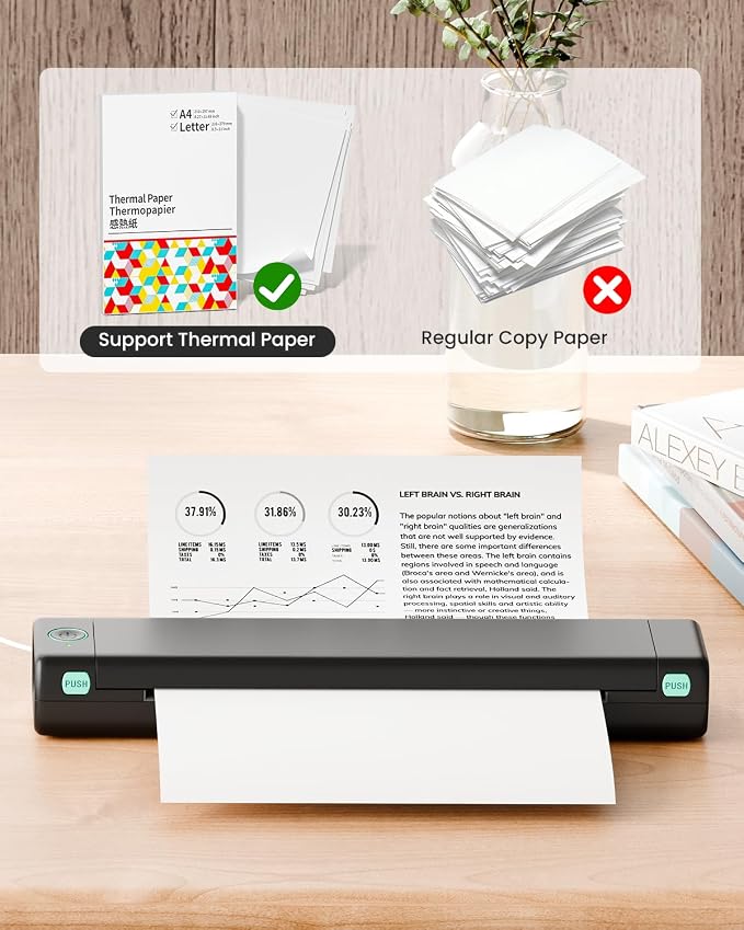 Phomemo M08F Pro Portable Printers Wireless Travel, [Upgrade] Portable Thermal Printers Support 8.5" X 11" US Letter, Inkless Bluetooth Printer Compatible with iOS, Android, PC, Printer with Case