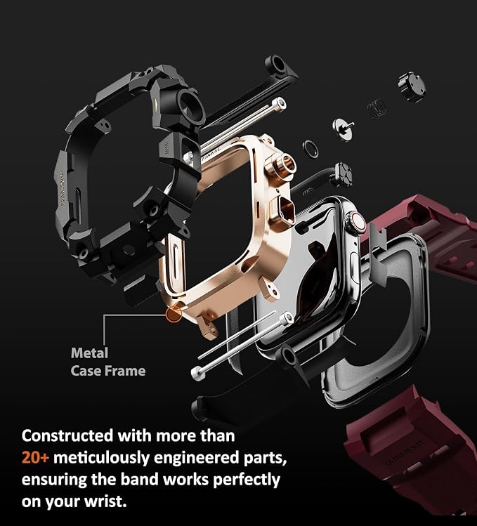 ULTIMAL Rugged Case with Band for Apple Watch 46mm,Compatible with Apple Watch Series 11/10, Military Grade Shockproof Bumper Cover for iWatch Tactical Band Men (46mm,Red)