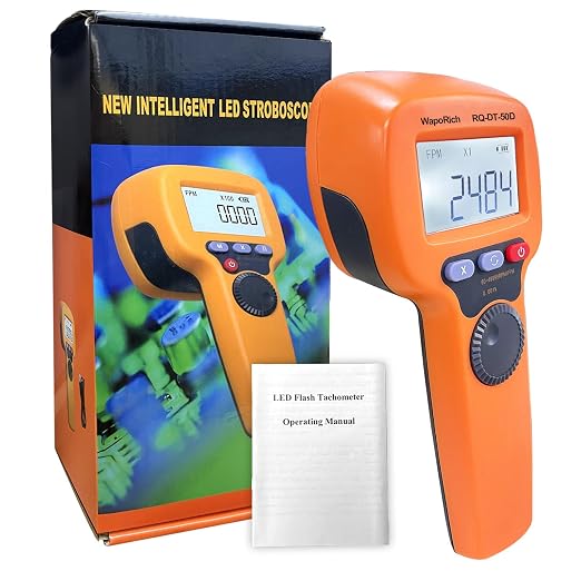 Digital Handheld Stroboscope, Digital Stroboscope 60-49999 FPM Non Contact Strobe Tachometer High Accuracy 0.001% Rechargeable LED Flash Strobe Tachometer for HVAC Motor Printing Spinning-DT50D