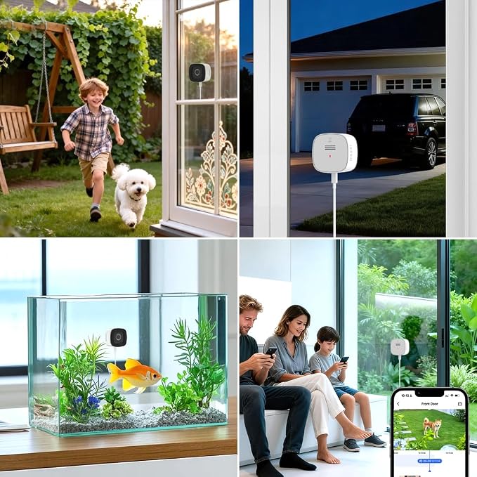 3K No Drill Window Camera, 2Pack Indoor Window Security Cameras with Color Night Vision for Home Security, 2.4G&5G WiFi, Motion Detection, Work w/Alexa&Google Assistant, Anti-Glare, Anti-Reflection B1