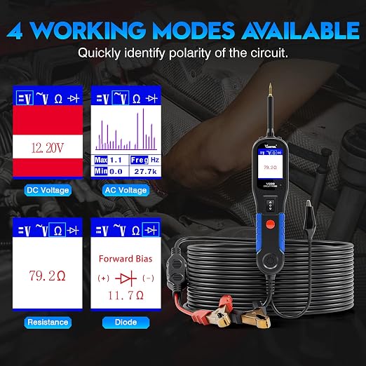 VDIAGTOOL V200 Automotive Circuit Tester, 12V 24V Car Power Circuit Probe Kit with VD31 Car Code Reader, OBD2 Scanner with Car Key Battery Tester