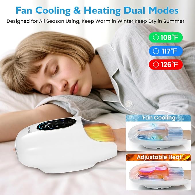 Hand Massager with Heat and Compression and Cooling, Electric Hand Massager for Arthritis and Carpal Tunnel Relief, Cordless Wrist Palm Finger Hand Massage, Fathers Day Dad Gifts for Men