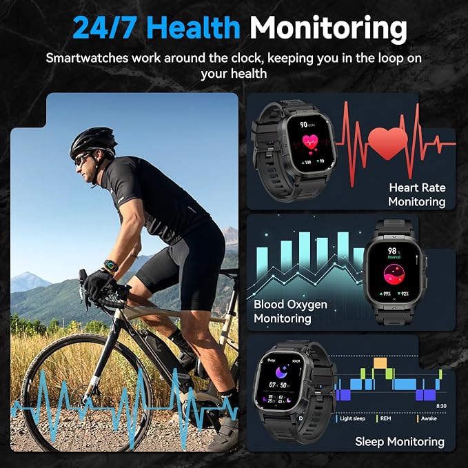 Smart Watch for Men Fitness Tracker: Military Waterproof Make Answer Call Digital Mens Watches Running Step Pedometer Smartwatch Compatible Samsung Android and iPhone Sleep Heart Rate SpO2 Monitor
