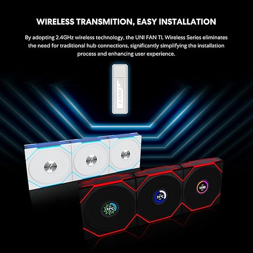 Lian Li UNI Fan TL LCD Wireless 120-Single Pack (Reverse Blade)-2.4 GHz Wireless Signal ARGB Fan-Infinity Mirror-Daisy-Chain-Syncing Lighting-Controller NOT Included & Required - Black (12RTLLCD1W1B)
