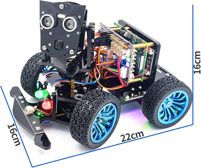 Adeept PiCar-B Mars Rover Smart Car Kit for Raspberry Pi 5/4B/3B/3B+, Obstacle Avoidance, Line Tracking, Light Tracing, Camera, Speech Recognition, Python, PDF Tutorials(Raspberry Pi NOT Included)