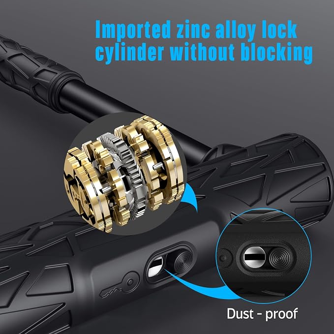 Heavy Duty Bike U Lock - Super Strong 12 Ton Shear, 20mm U Shape Lock Anti-Theft Silicone Covered Electric Scooter Lock Keyhole with Sliding Cover 4ft Steel Cable with Mounting Bracket and 3 Keys(L)