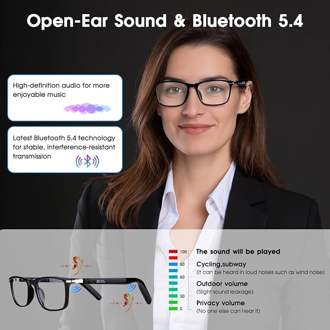2026 Al Smart Glasses for Men Women - Bluetooth Translation Glasses with 164 Languages, Color-Change Lens, Music & Call, IP65 Waterproof, Free App,Audio Glasses for Meeting Driving Travel,Thin Temples