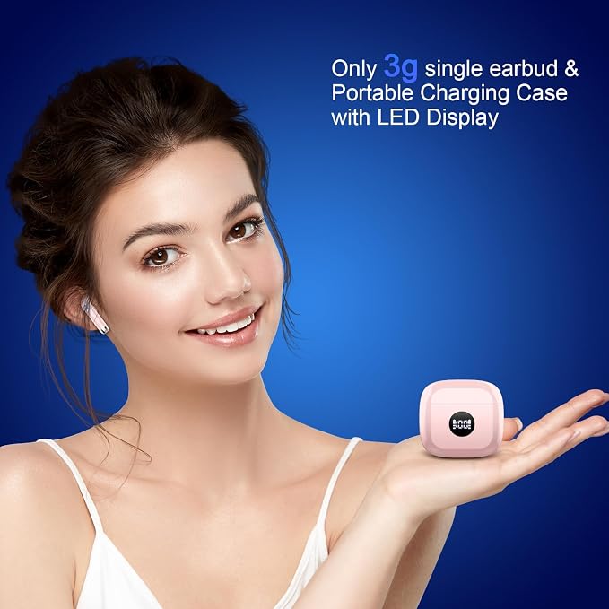 Wireless Earbuds, Bluetooth 5.4 Ear Buds LED Power Display Headphones Bass Stereo, Bluetooth Earbuds in-Ear Noise Cancelling Mic, 40H Playback Mini Case IP7 Waterproof Sports Earphones for Android iOS