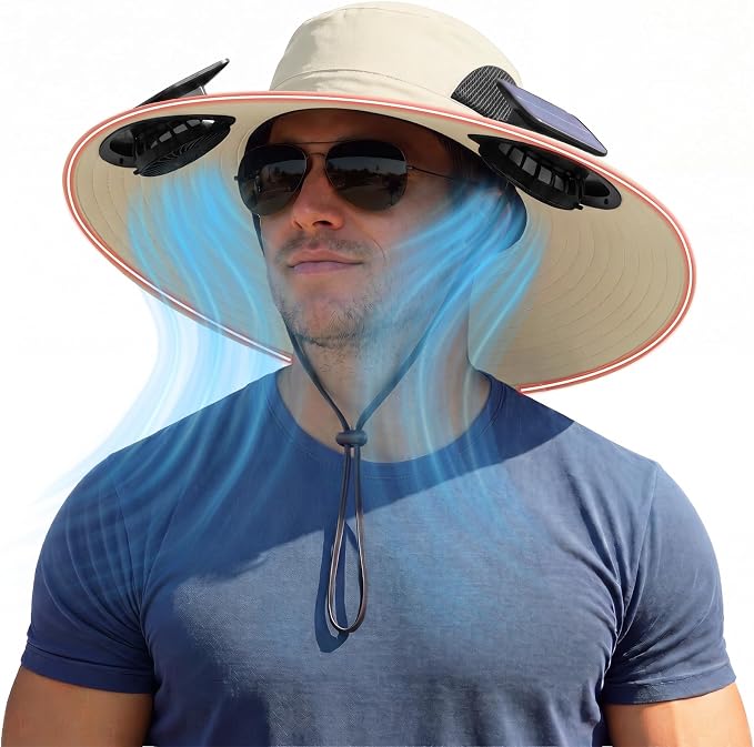 Solar Fan Hat with Steel Brim for Men Women UPF 50+ Garden Outdoor Fishing Beach Essential