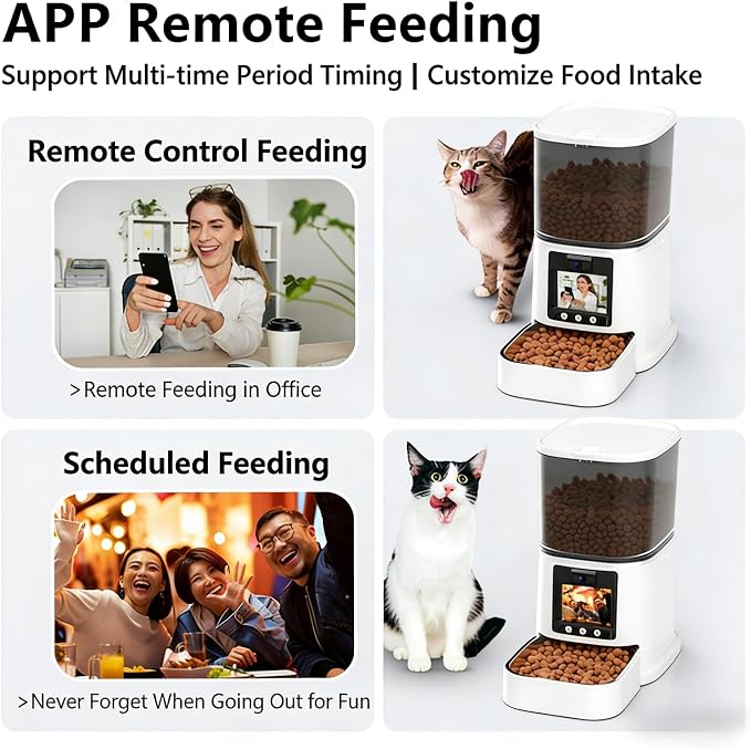 Automatic Pet Feeder with 4.1" Screen and 2K Camera, 2.4G and 5G WiFi Connection Cat Feeder, Automatic Feeder for Cat and Dog with Night Vision