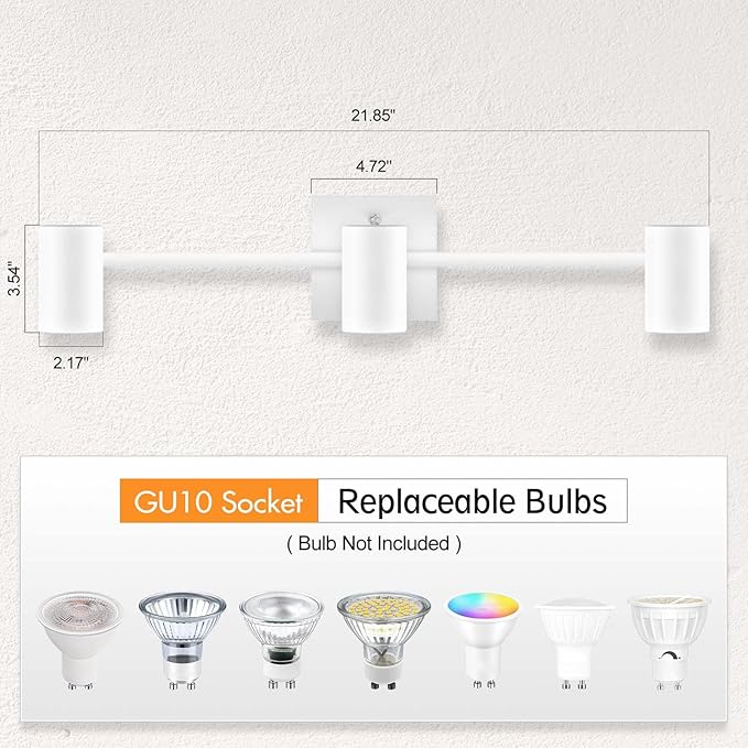 BoostArea Track Lighting Fixtures Ceiling, 3 Way Track Lighting Kit, LED Track Lighting with Rotatable Light Heads, Modern Ceiling Spot Lighting for Kitchen/Bedroom/Living Room, GU10 Bulb Not Included