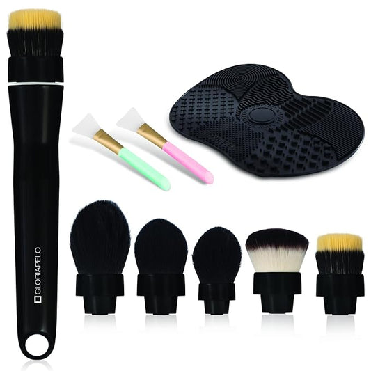 Electric Makeup Brush - Makeup Brushes Set Professional with 5 Interchangeable Heads – 360-Degree Rotating Makeup Brush – Flawless Application – Natural Finish Foundation Powder Brush