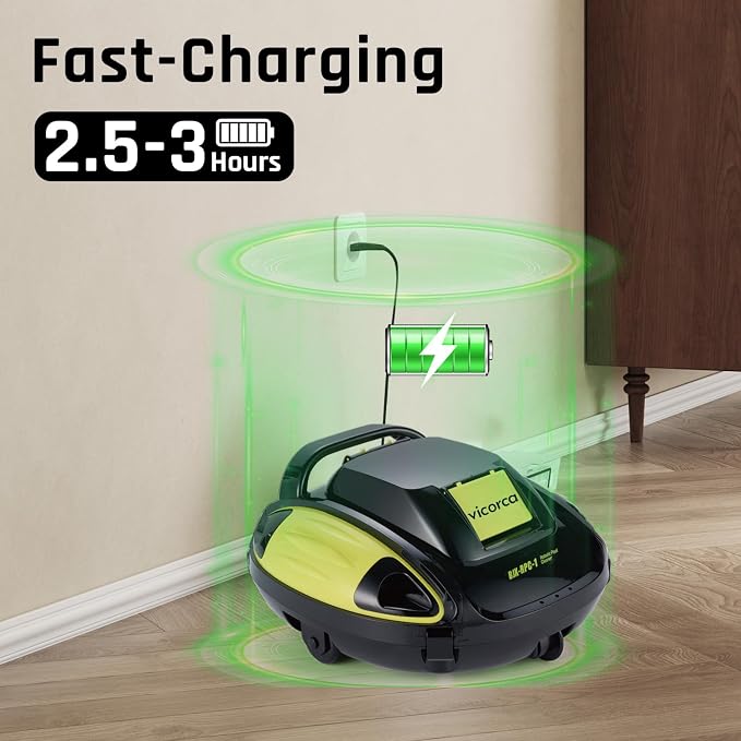 Automatic Robotic Pool Cleaner, 150 Mins Runtime Cordless Pool Vacuum, Self-Parking for Above-Ground Pools up to 914 Sq.Ft.