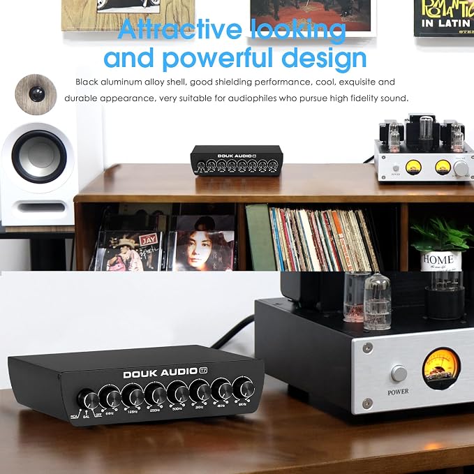Douk Audio 7 Band Equalizer Balanced EQ Audio Preamp with XLR RCA Input and Output for Home Stereo, Amplifier, Computer Speaker (T7)
