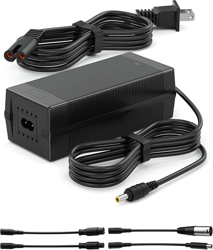 54.6V 2A Charger Compatible with VIVI E-Bikes, 5 Connector Tips | 5 tips and 8.2 ft total cable; ETL Listed and SGS Certified. Confirm 54.6V output, model and charging port before purchase.