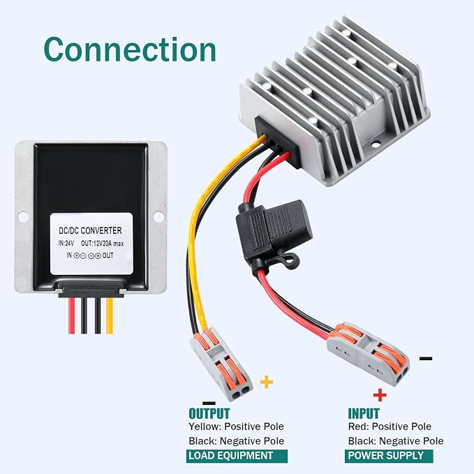 20A 240W DC Converter 24V to 12V Step Down Converter DC Buck Converter Transformer Power Supply Compatible with Vehicle Cart Truck Volt
