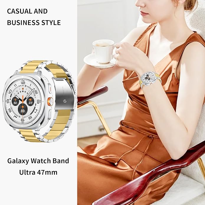 GOLDTOLUCK No Gap Stainless Steel Band Compatible with Samsung Galaxy Watch 8 7 6 5 4 Classic FE Pro Ultra 40mm 44mm 46mm 43mm 47mm 45mm 42mm Replacement Men Women Milanese Metal Elegant Casual