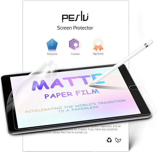 Peslv 2 Pack Like Paper Screen Protector for iPad 9th/8th/7th (10.2-Inch, 2021-2019), Matte Anti Glare PET Film/Blue Light Filter Eye Protection Cover/Drawing & Writing Feel Like on Paper