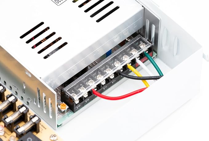 18 Channel CCTV Power Supply Box 12V 30A – High Capacity Power Distribution Box for Security Cameras, Lockable Metal Enclosure with Fused Outputs, Includes Extra fuses & Screw Driver