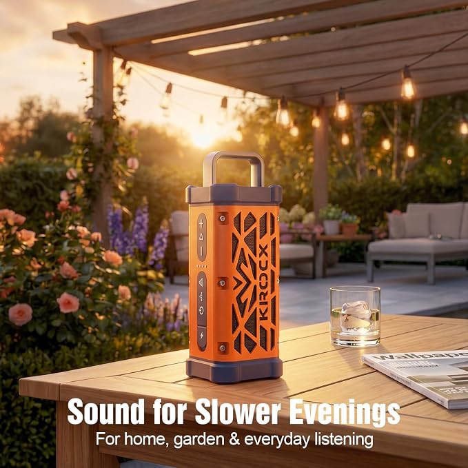 TRAVOR Magnetic Bluetooth Speaker, 45W, All-Aluminum Build Rugged Outdoor Speaker Portable, Deep Bass, IP68 Waterproof, TWS Wireless Speaker for Camping, Golf Cart & Beach (Blaze Orange)